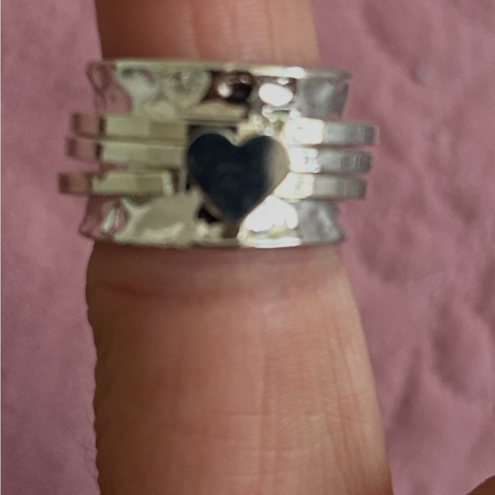 Silver Heart Spinner Ring